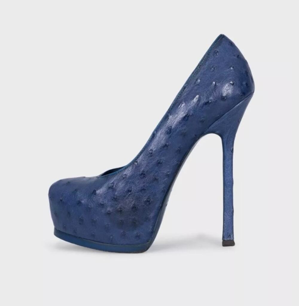 Saint Laurent Blue Leather Platform Stiletto Pumps 37.5